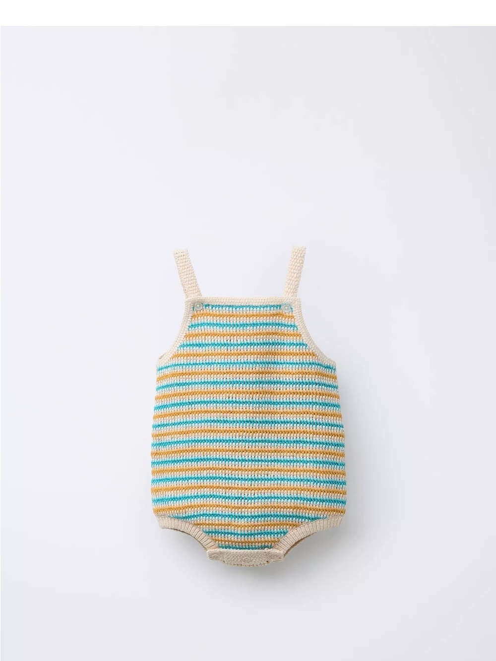 Zara Striped Crochet Baby One-Piece in Cream, Yellow & Blue